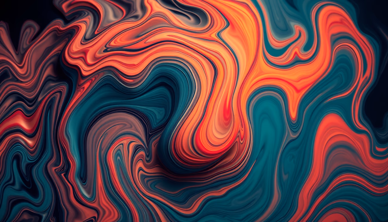fluid art swirling colors in editorial style