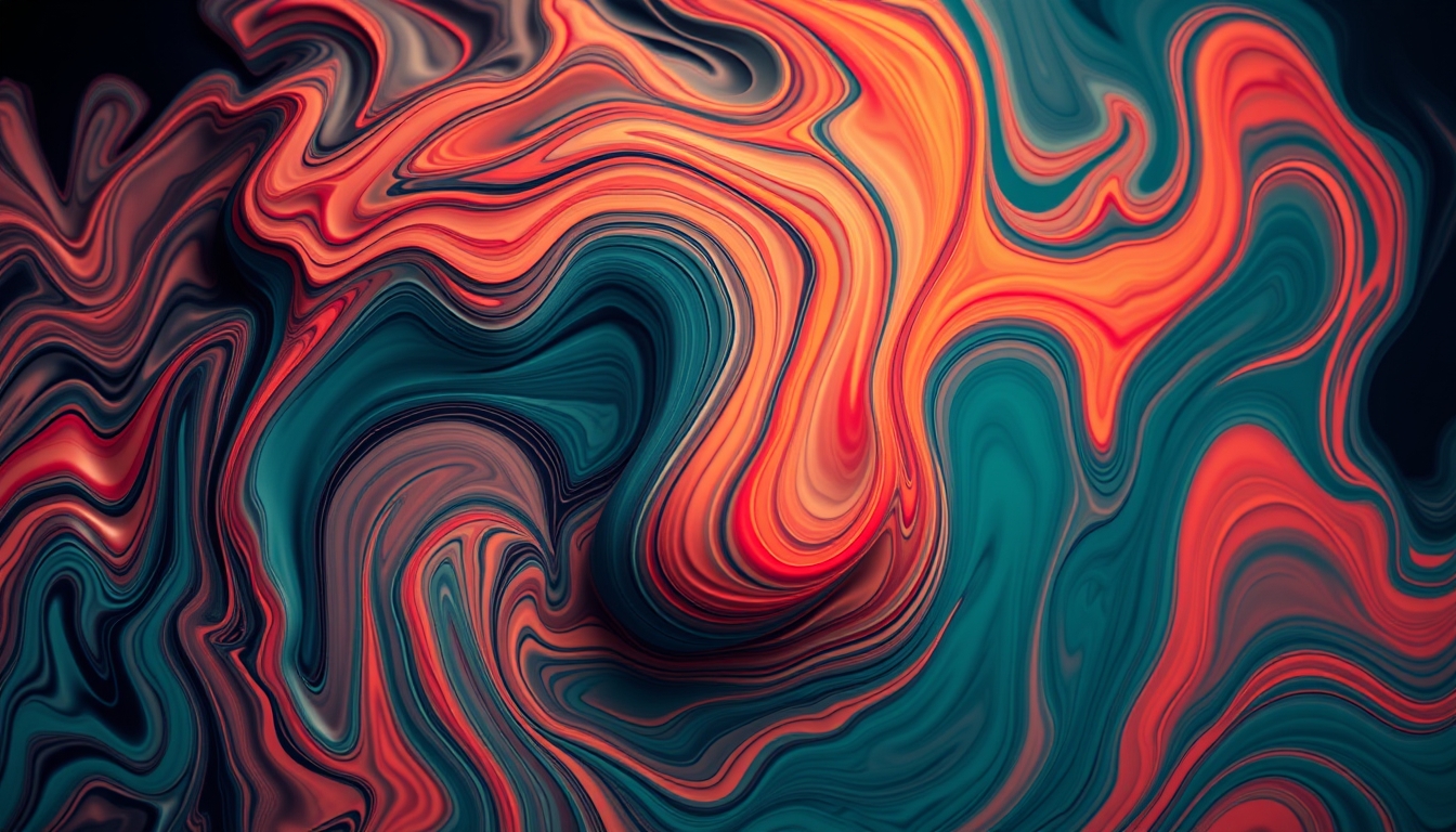 fluid art swirling colors in editorial style