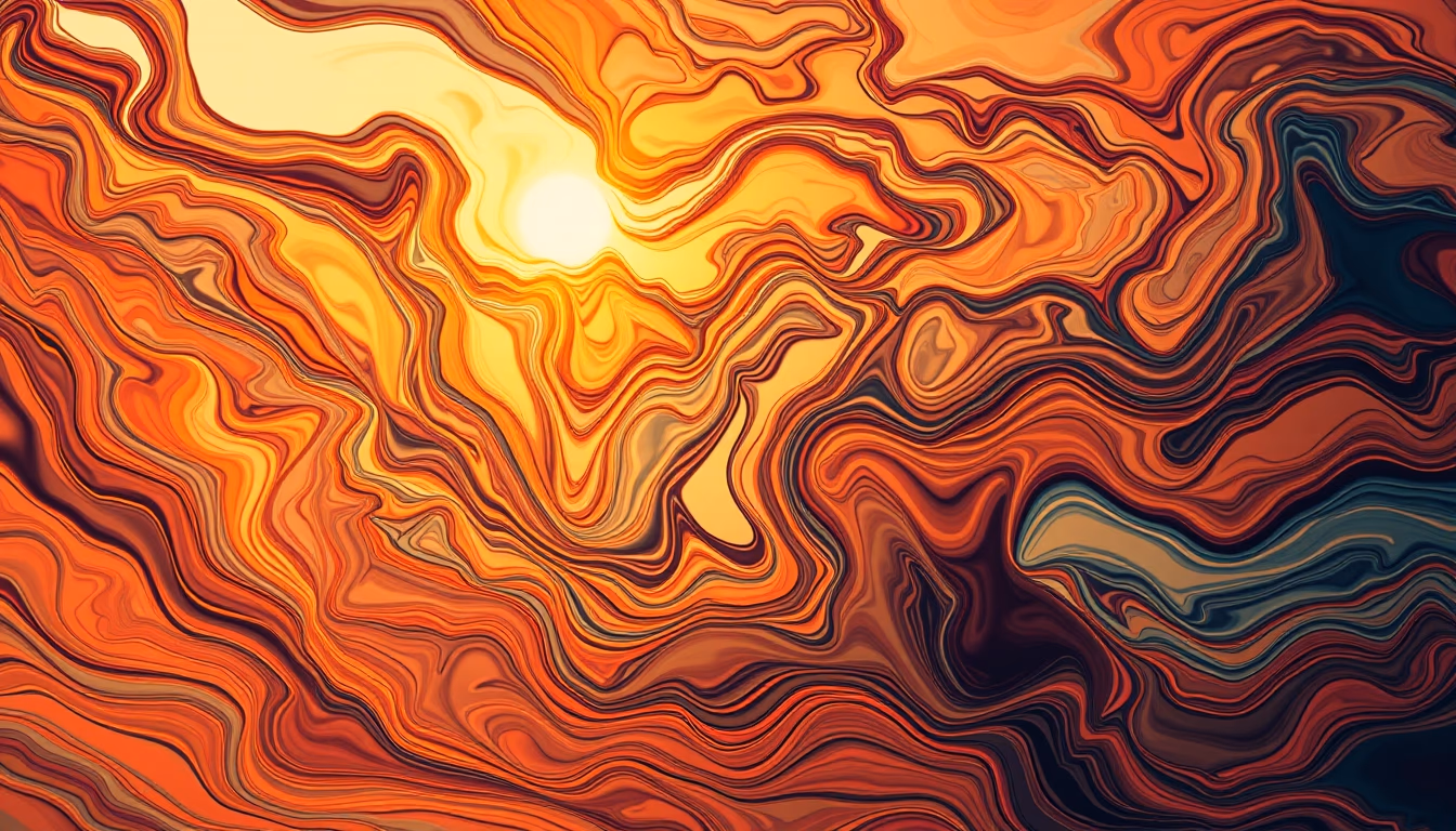 fluid art swirling colors in editorial style