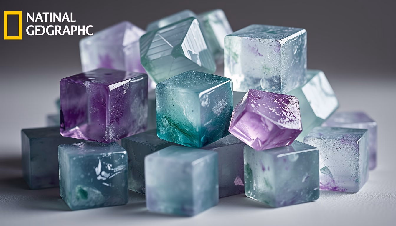 fluorite cubes octahedral in editorial style