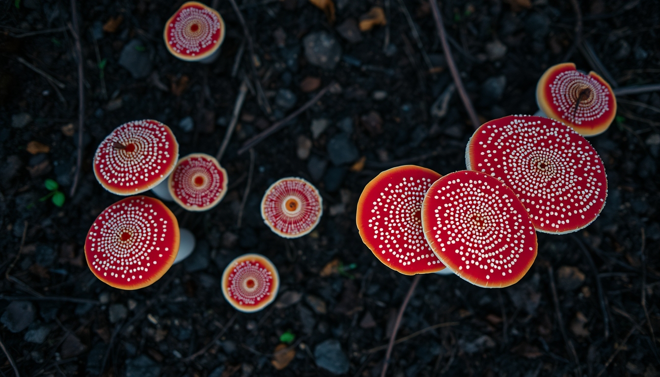 Fly agaric forest floor em estilo editorial