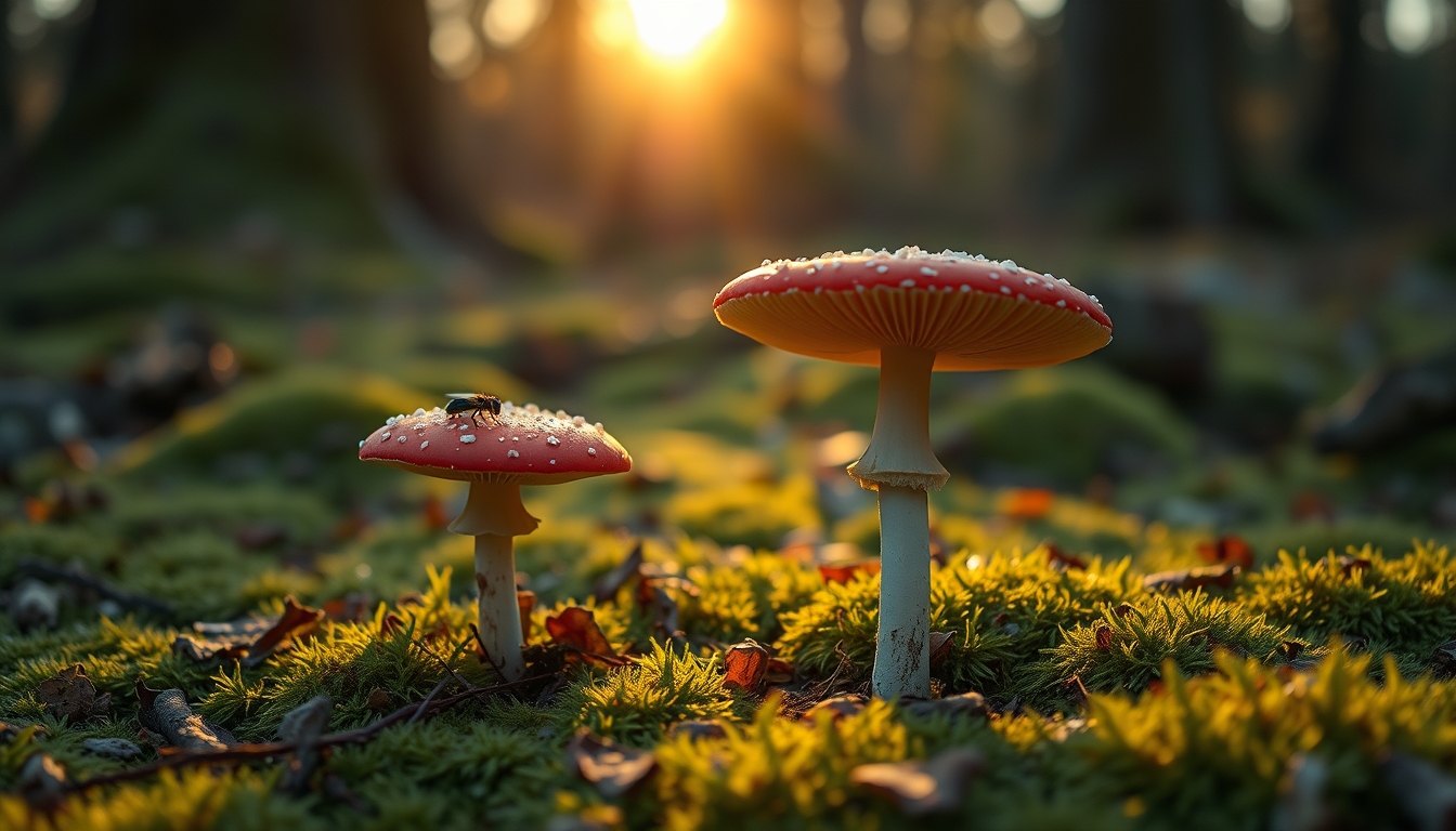 Fly agaric forest floor em estilo editorial