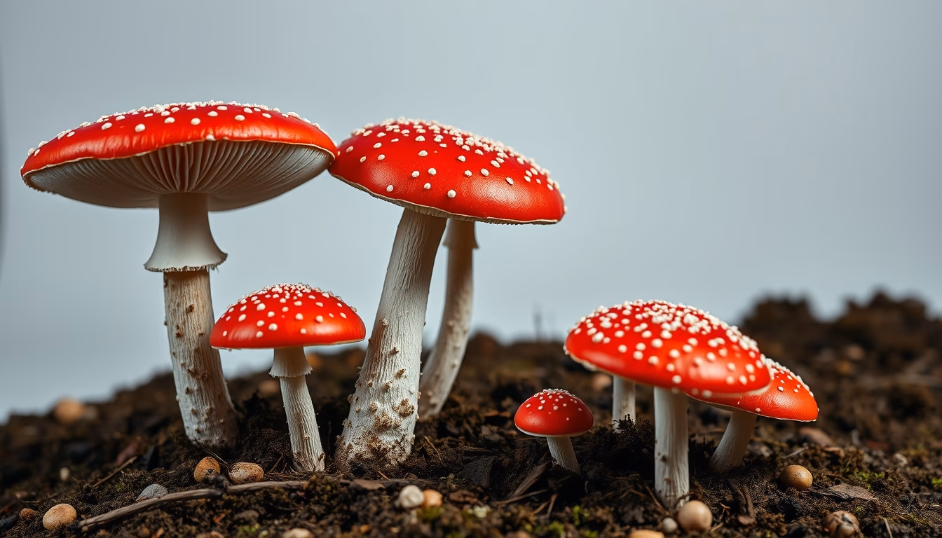 fly agaric forest floor in editorial style