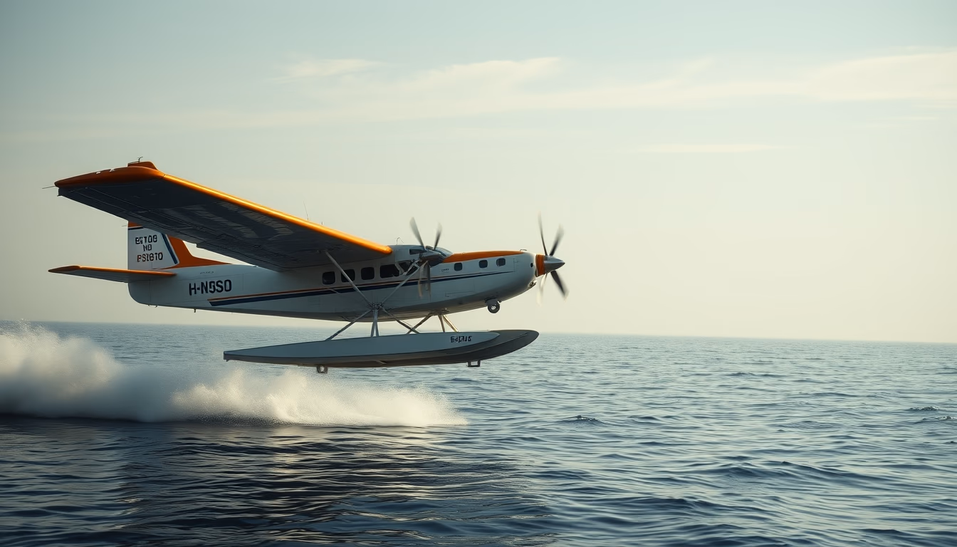 flying boat catalina in editorial style