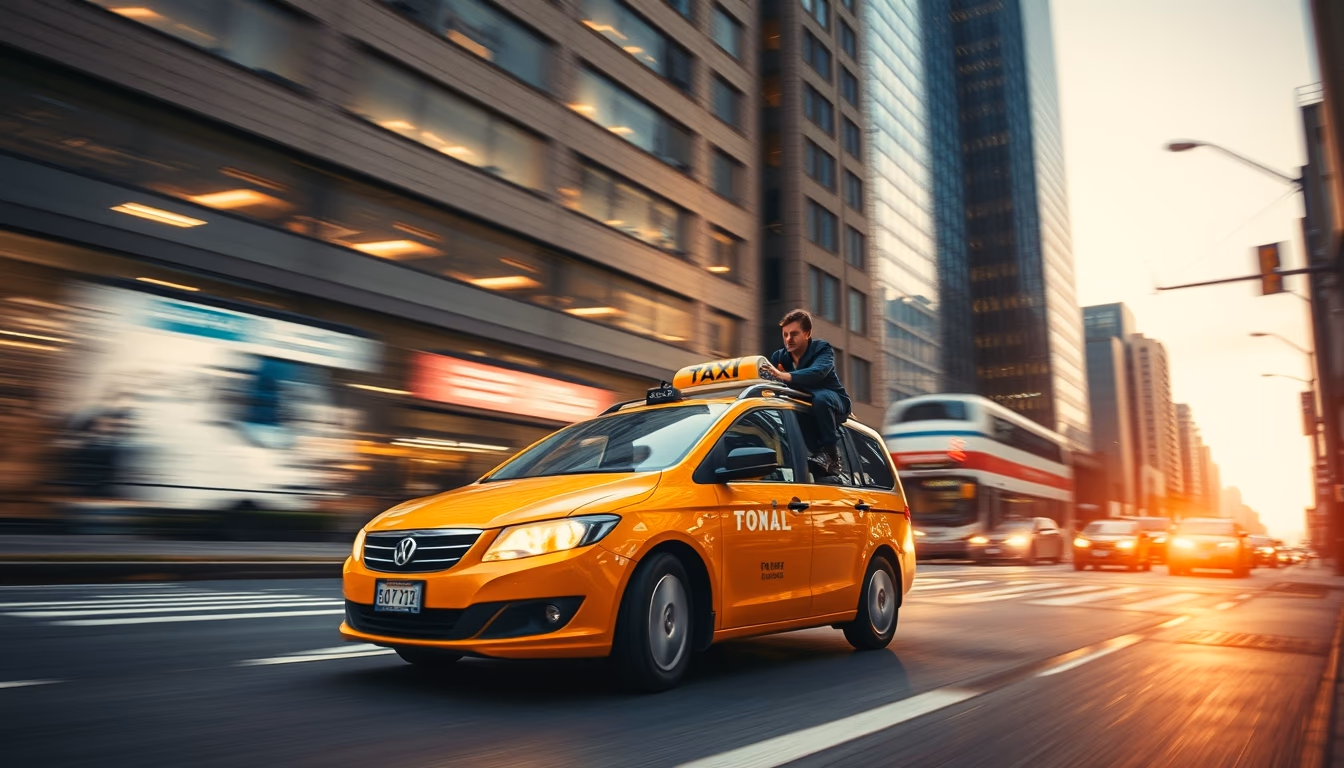 flying taxi concept urban in editorial style