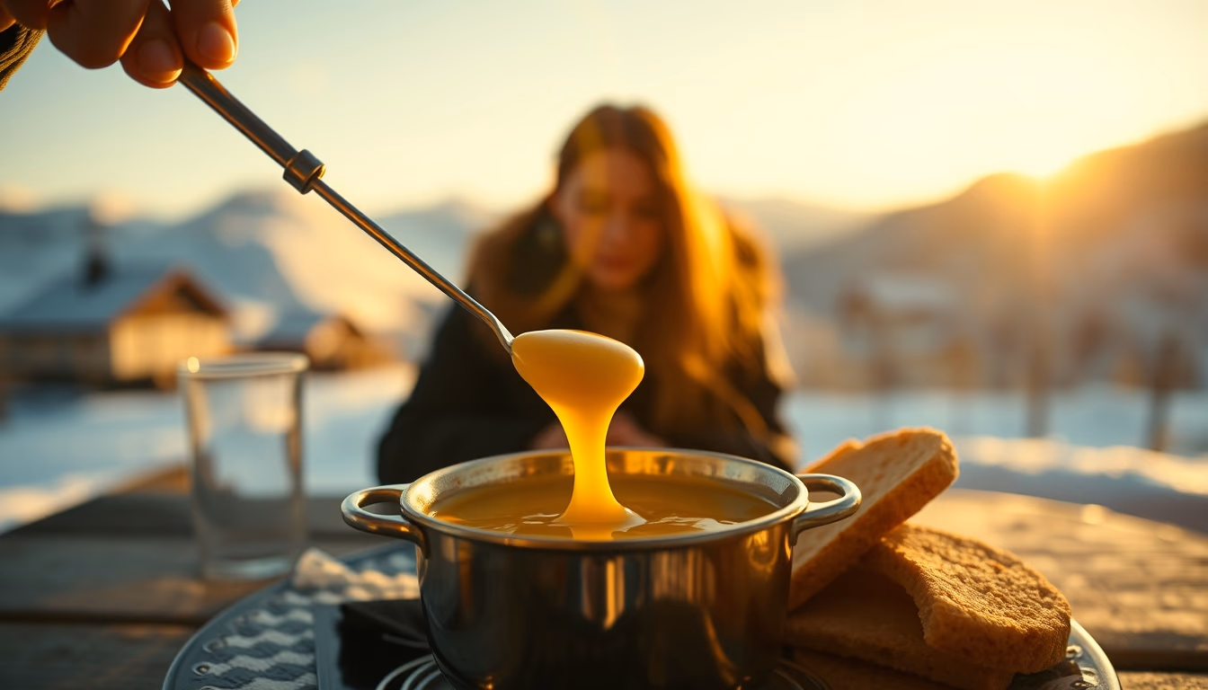 fondue swiss melted in editorial style