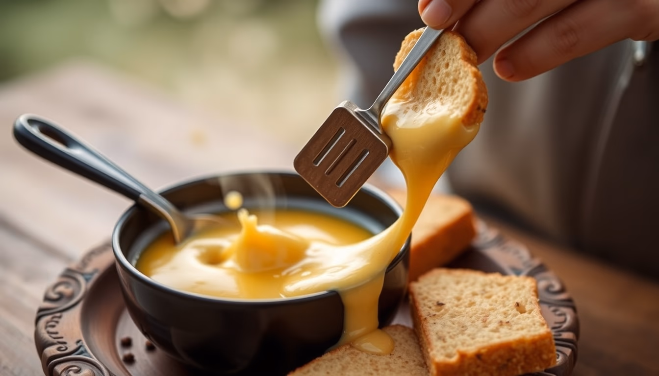 fondue swiss melted in editorial style