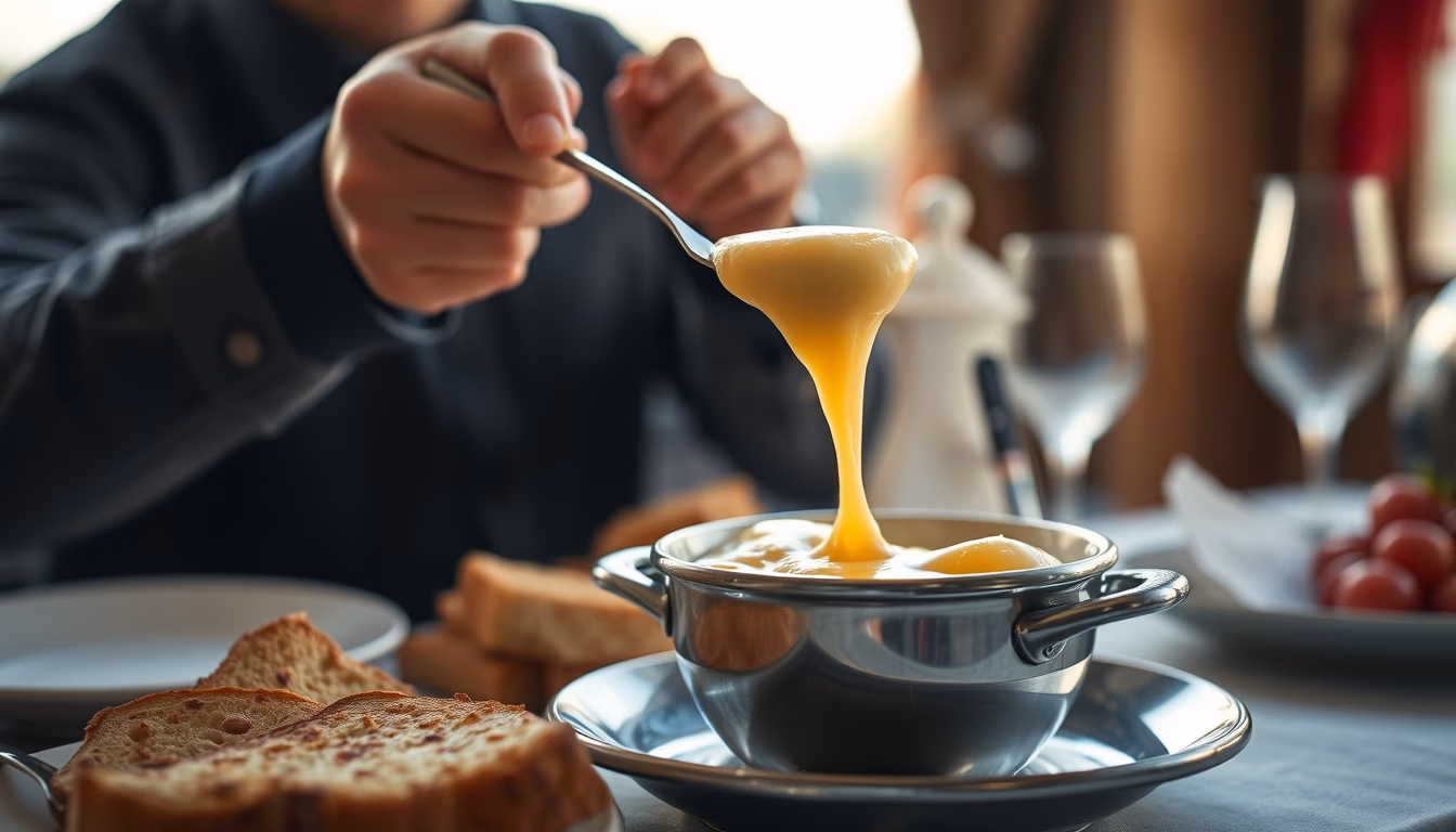 fondue swiss melted in editorial style