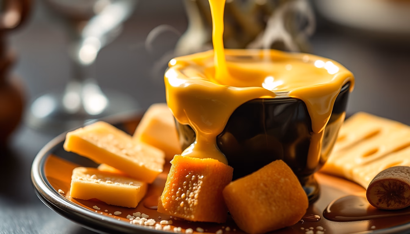 fondue swiss melted in editorial style
