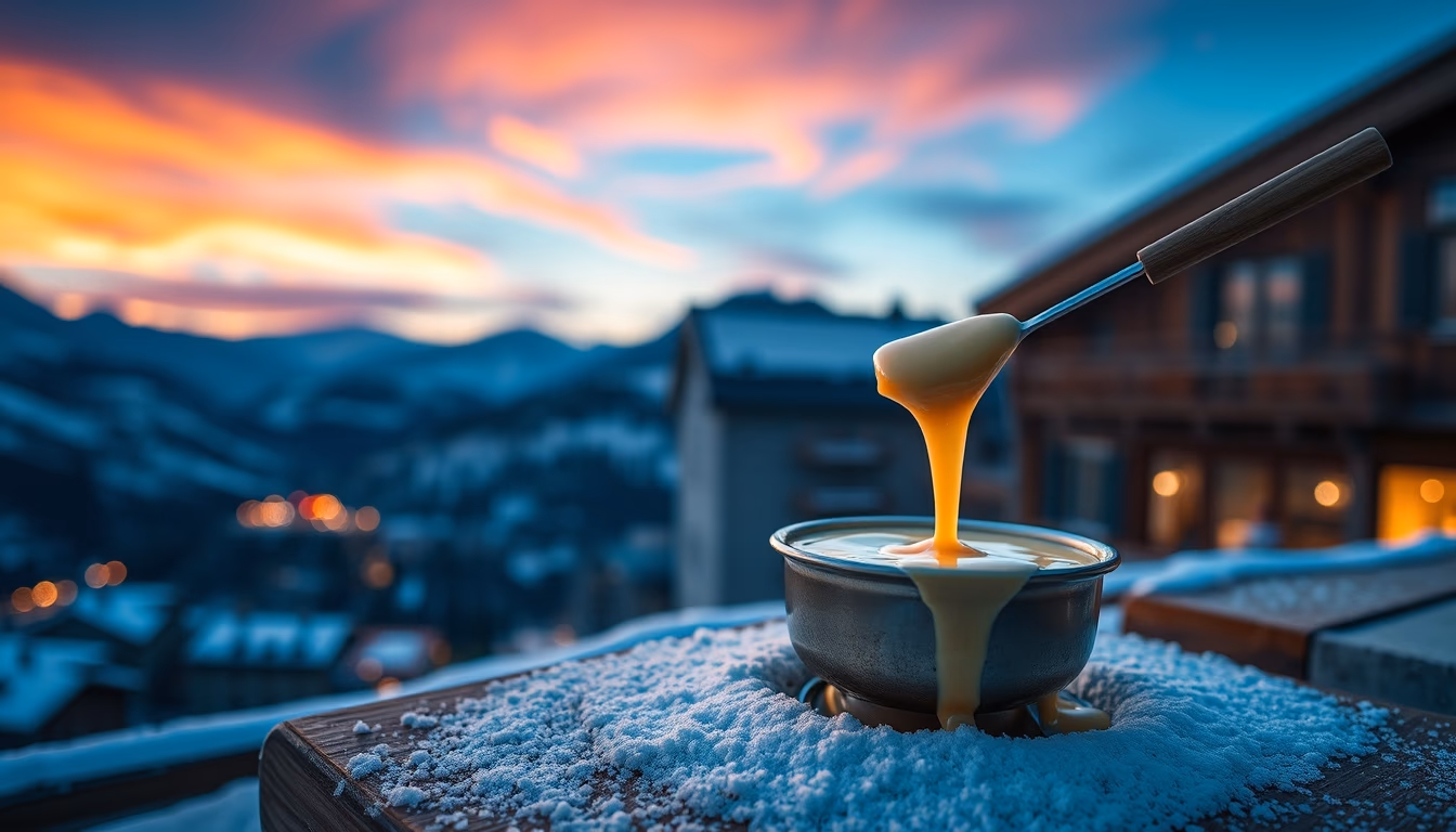 fondue swiss melted in editorial style