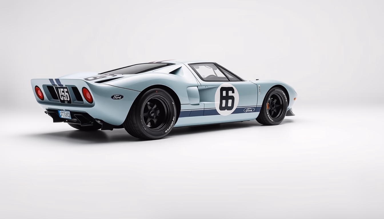 ford gt40 racing in editorial style