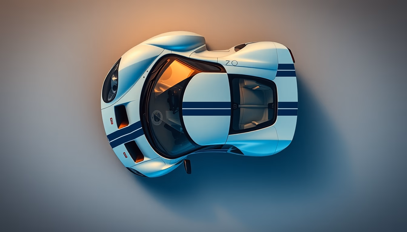 ford gt40 racing in editorial style