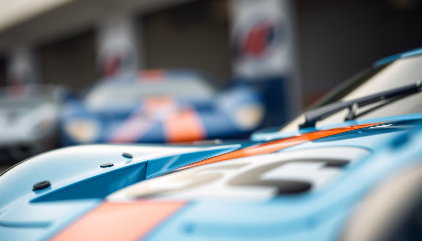 ford gt40 racing in editorial style