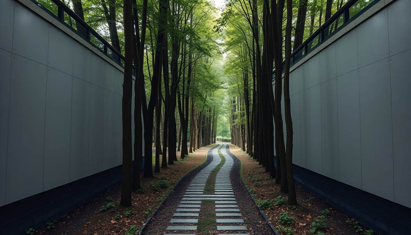 forest bathing path in editorial style