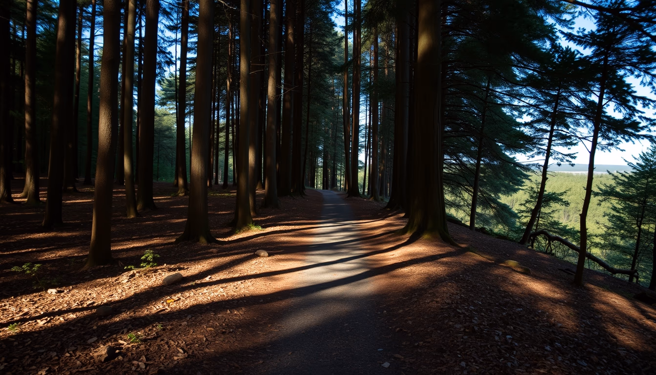 forest bathing path in editorial style