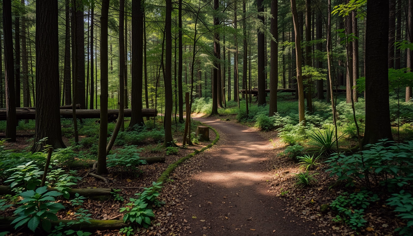 forest bathing path in editorial style