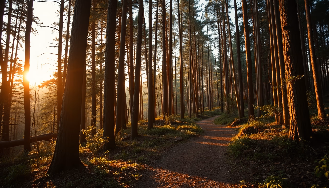 forest bathing path in editorial style