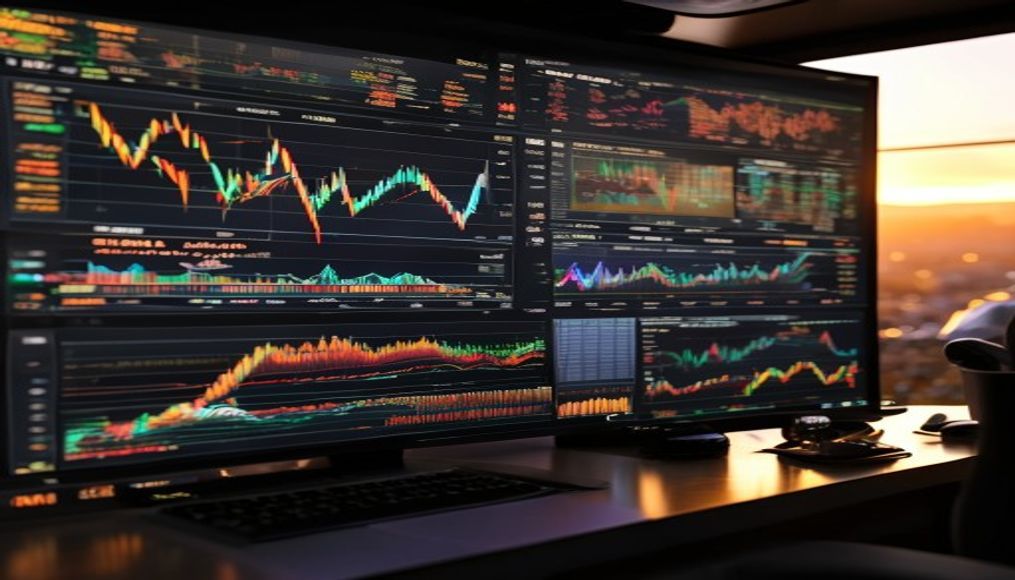 forex trading screen multiple charts in editorial style