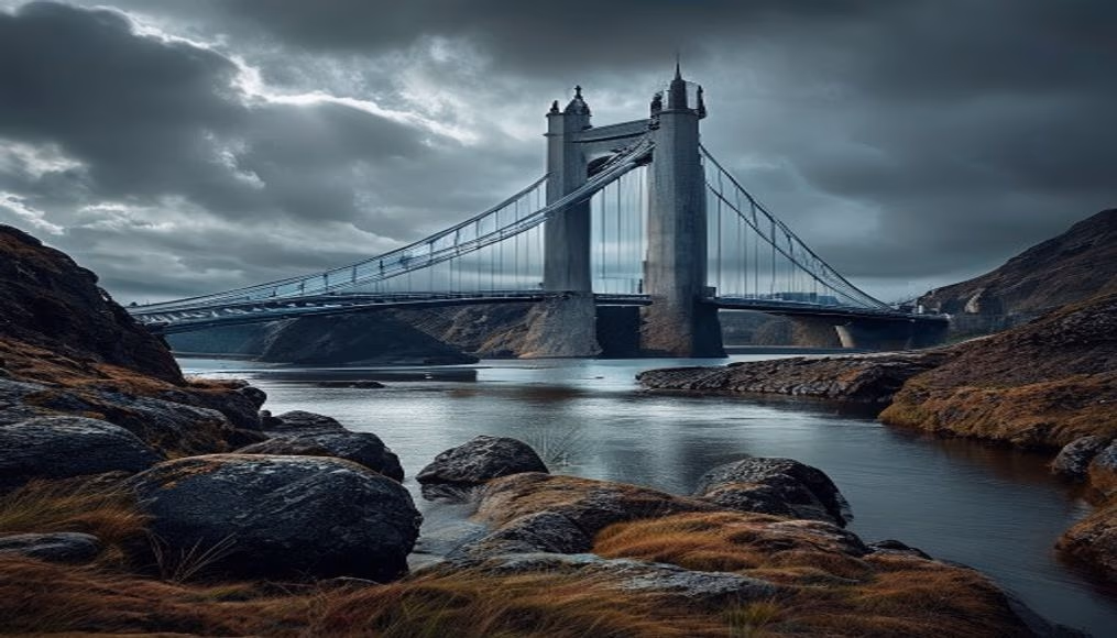 forth bridge scotland in editorial style