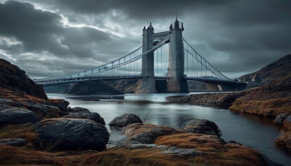 forth bridge scotland in editorial style