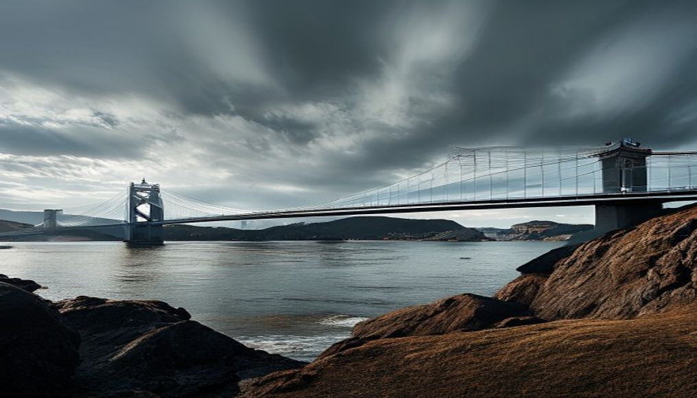 forth bridge scotland in editorial style