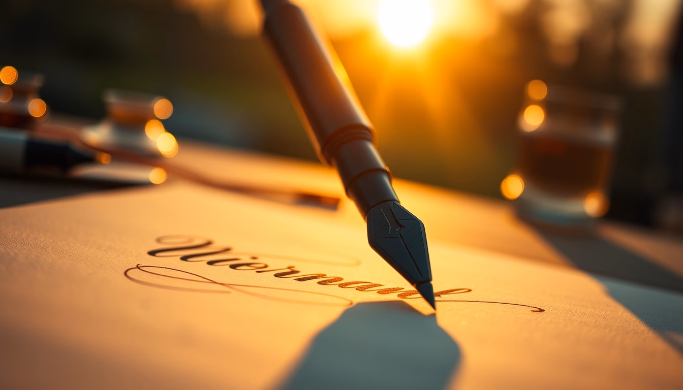 fountain pen calligraphy in editorial style