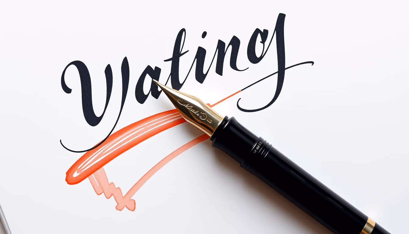 fountain pen calligraphy in editorial style