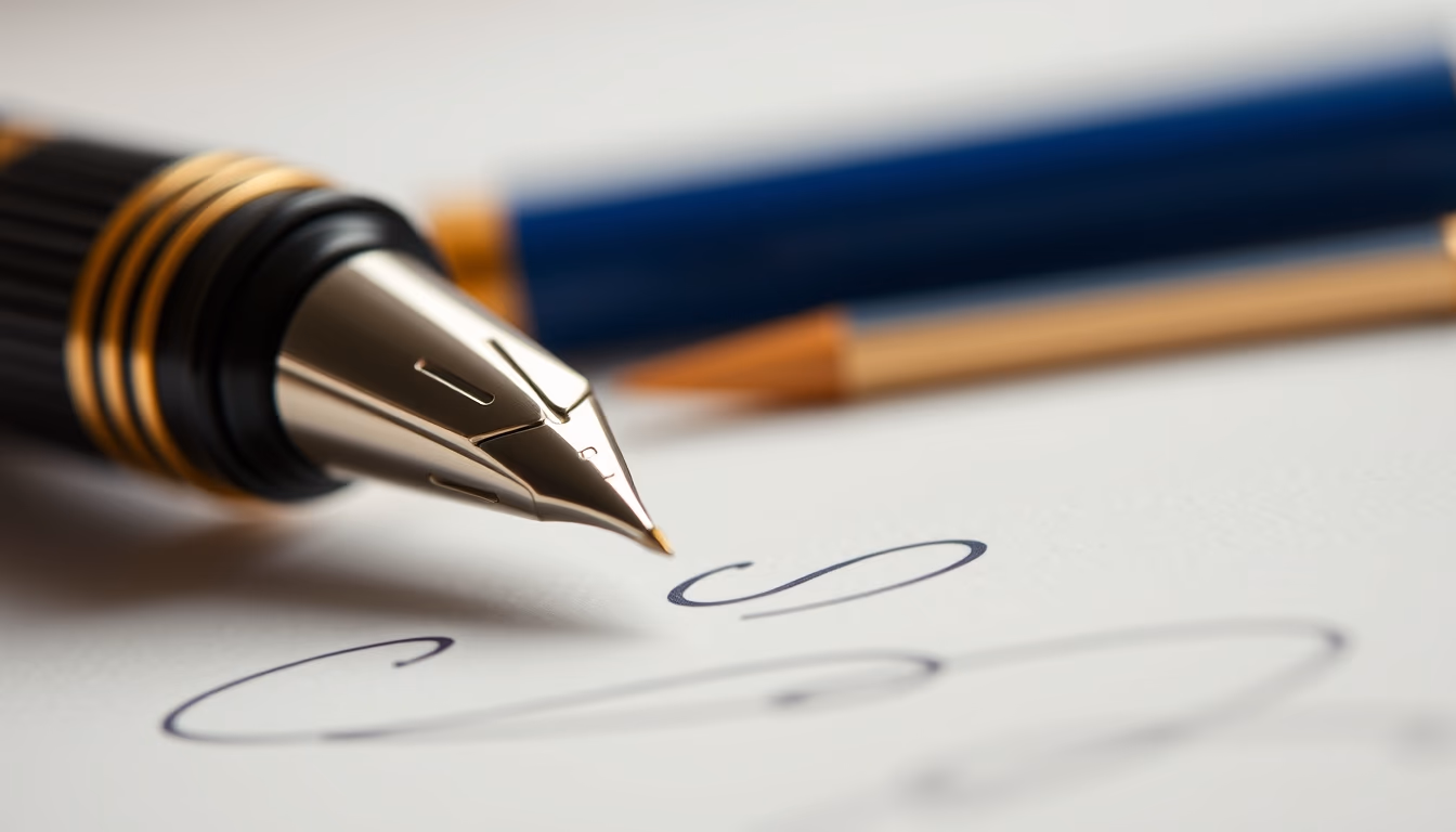 fountain pen calligraphy in editorial style