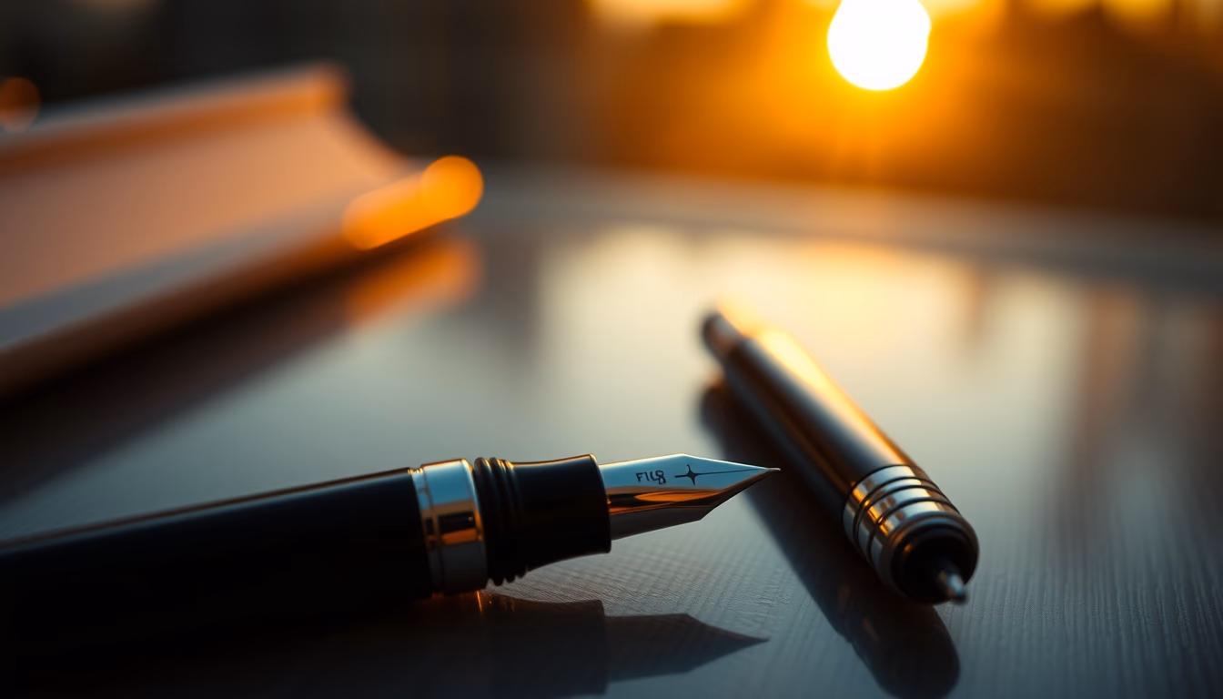 fountain pen montblanc in editorial style