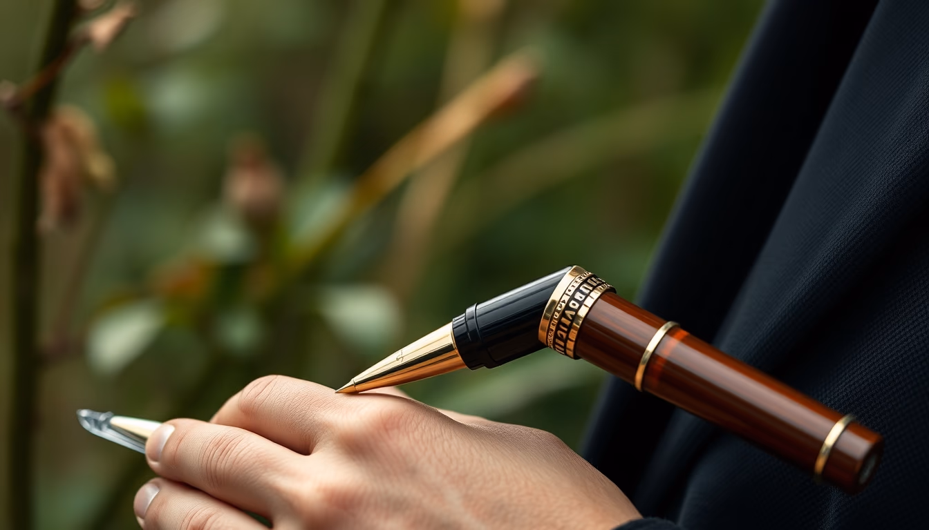 fountain pen montblanc in editorial style