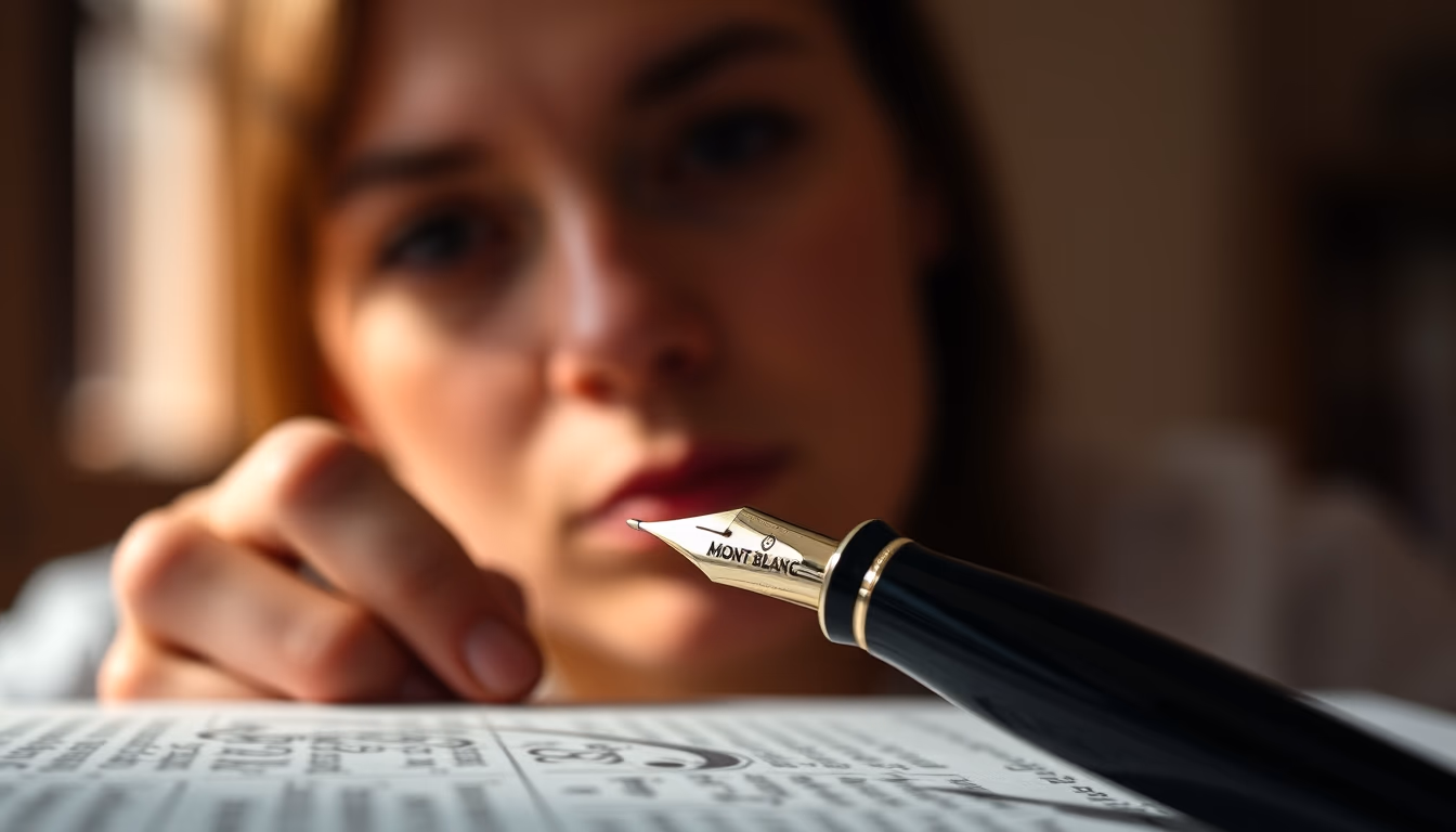 fountain pen montblanc in editorial style