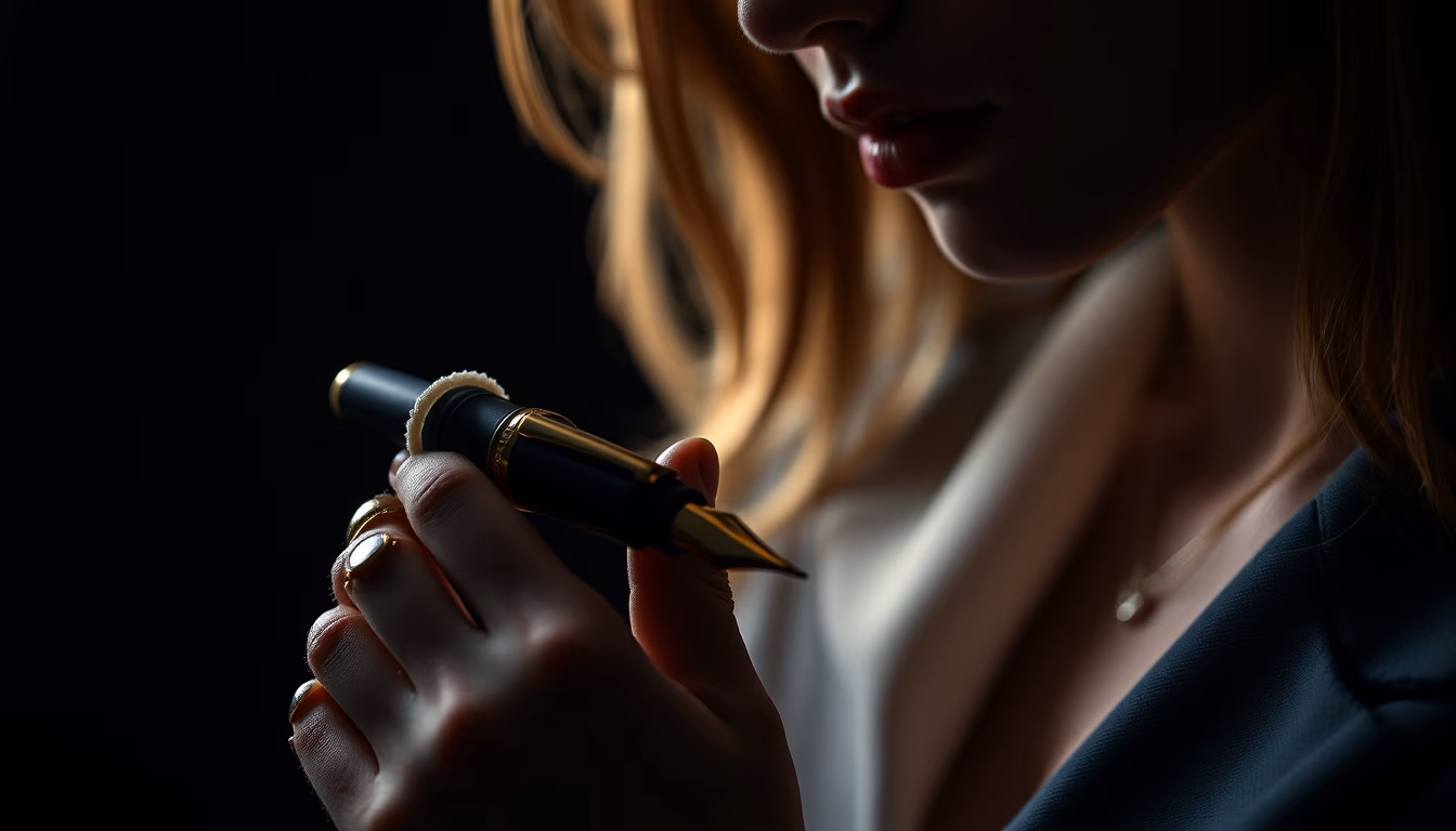 fountain pen montblanc in editorial style