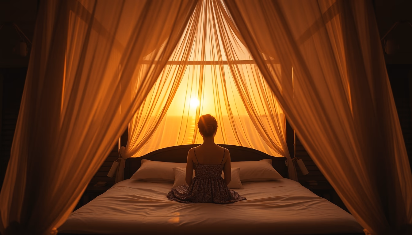 four poster bed canopy in editorial style