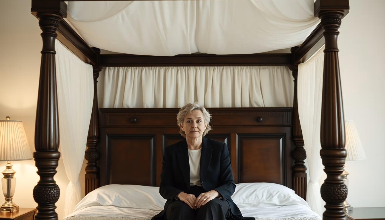 four poster bed canopy in editorial style