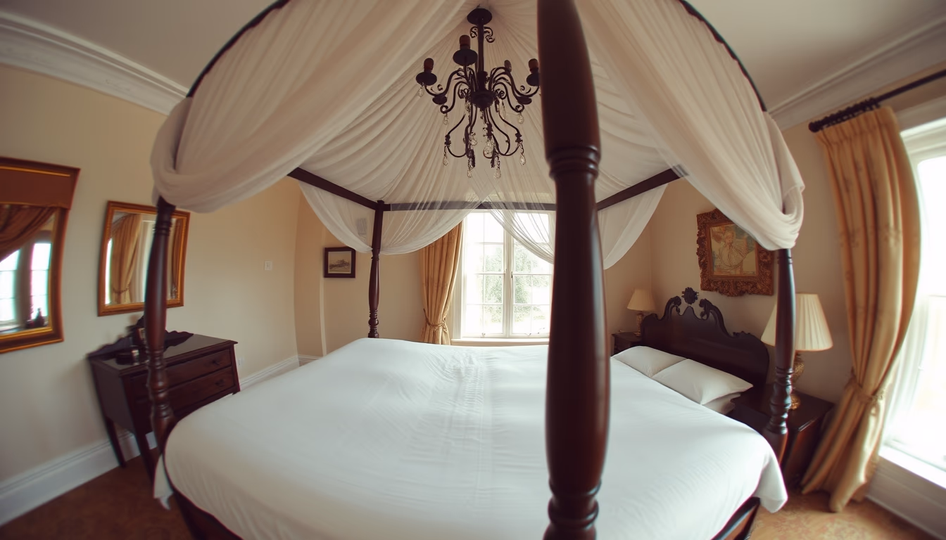 four poster bed canopy in editorial style