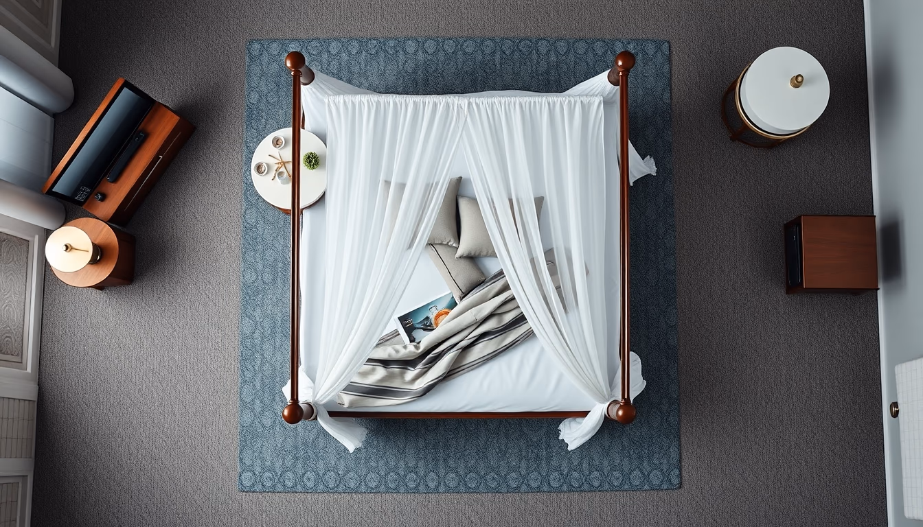 four poster bed canopy in editorial style