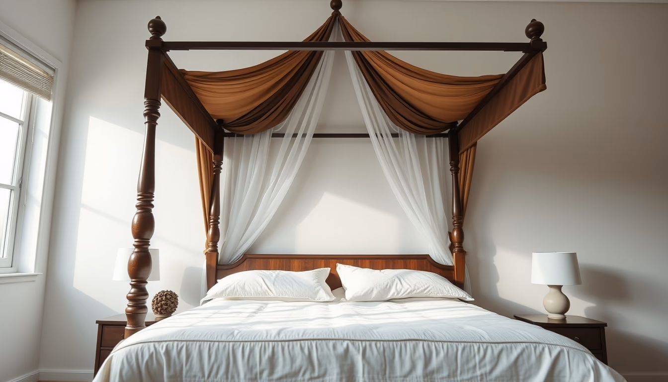 four poster bed canopy in editorial style