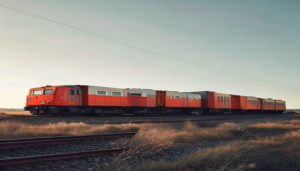 freight train cars in editorial style