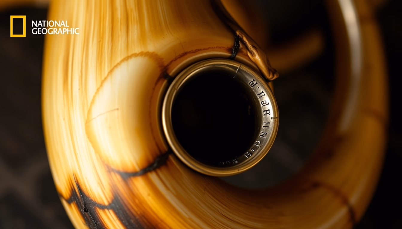 french horn polished brass in editorial style