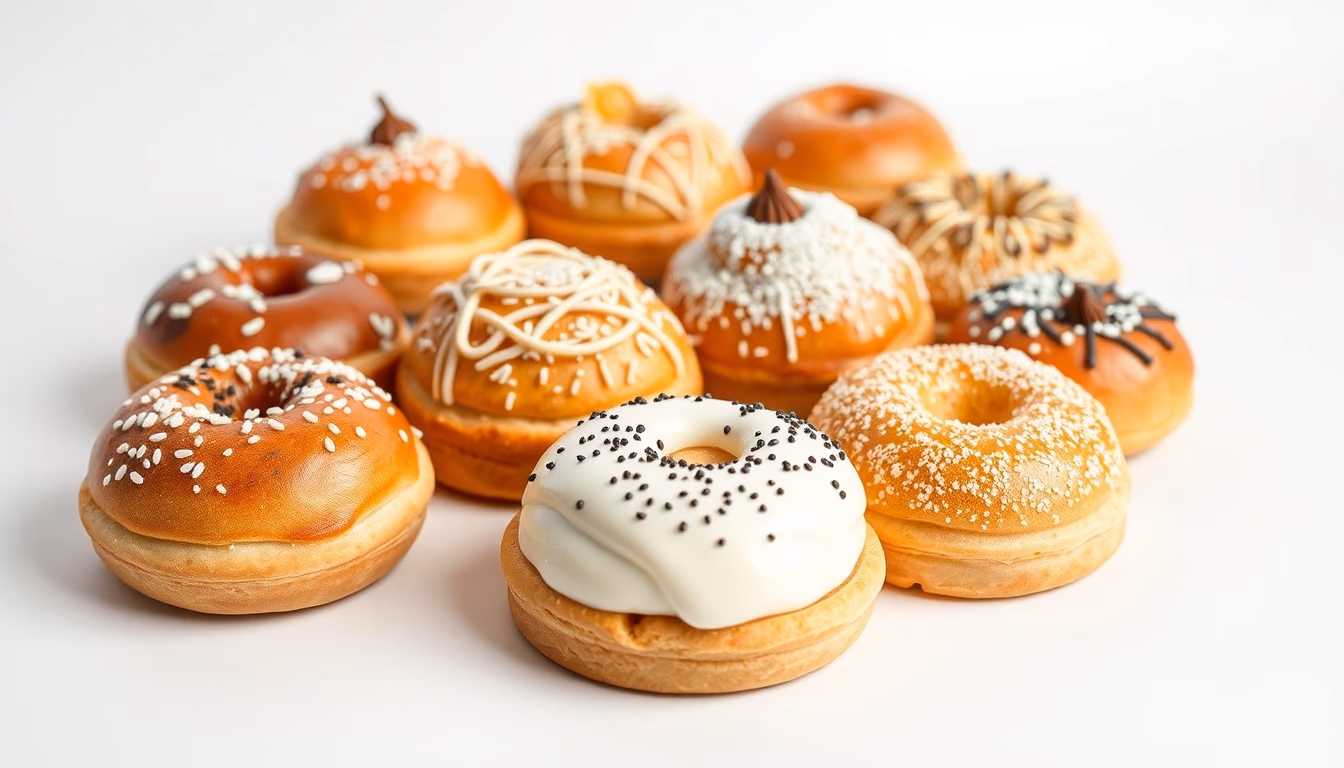 french pastries display in editorial style