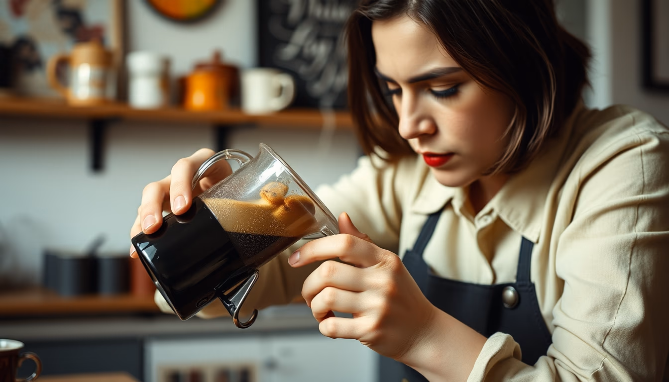 french press steeping in editorial style