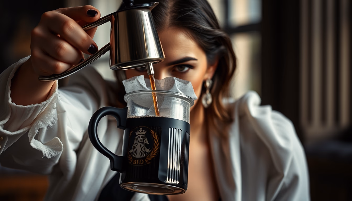 french press steeping in editorial style