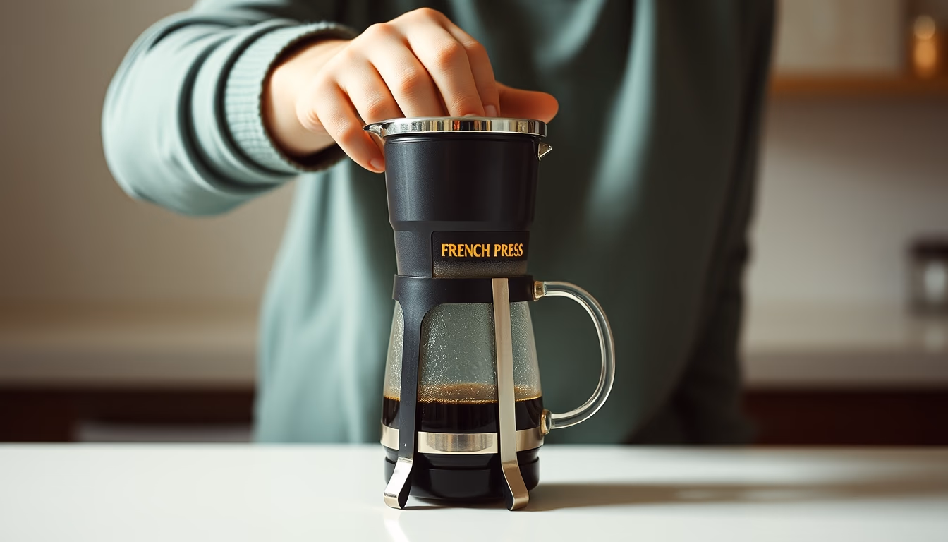 french press steeping in editorial style
