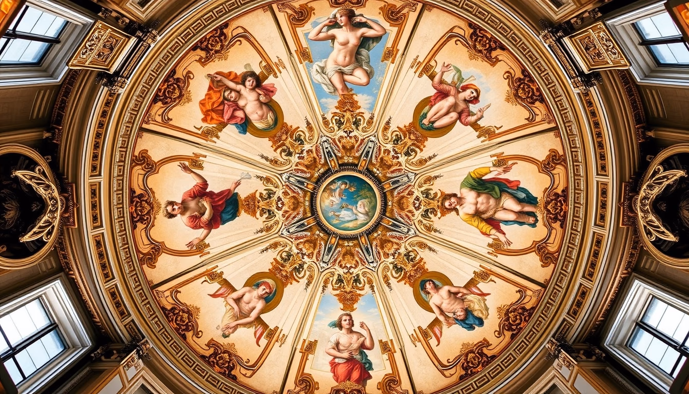 fresco painting ceiling in editorial style