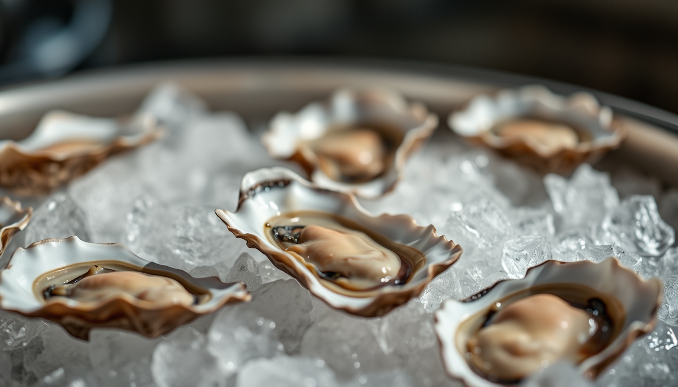 fresh oysters on ice in editorial style