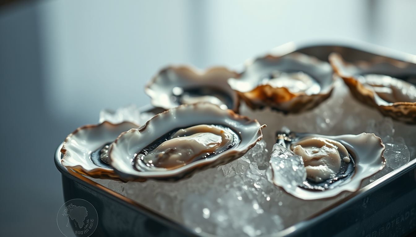fresh oysters on ice in editorial style