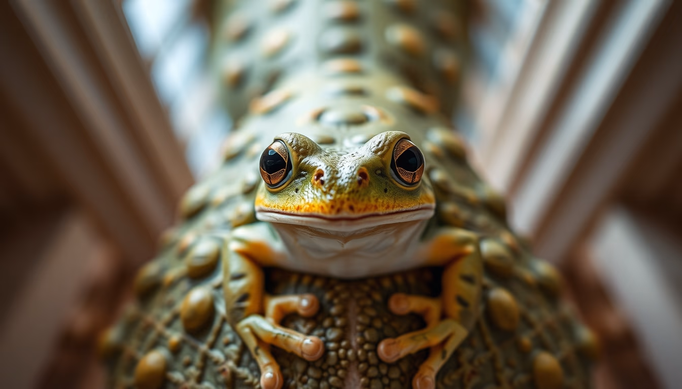 frog skin texture macro in editorial style