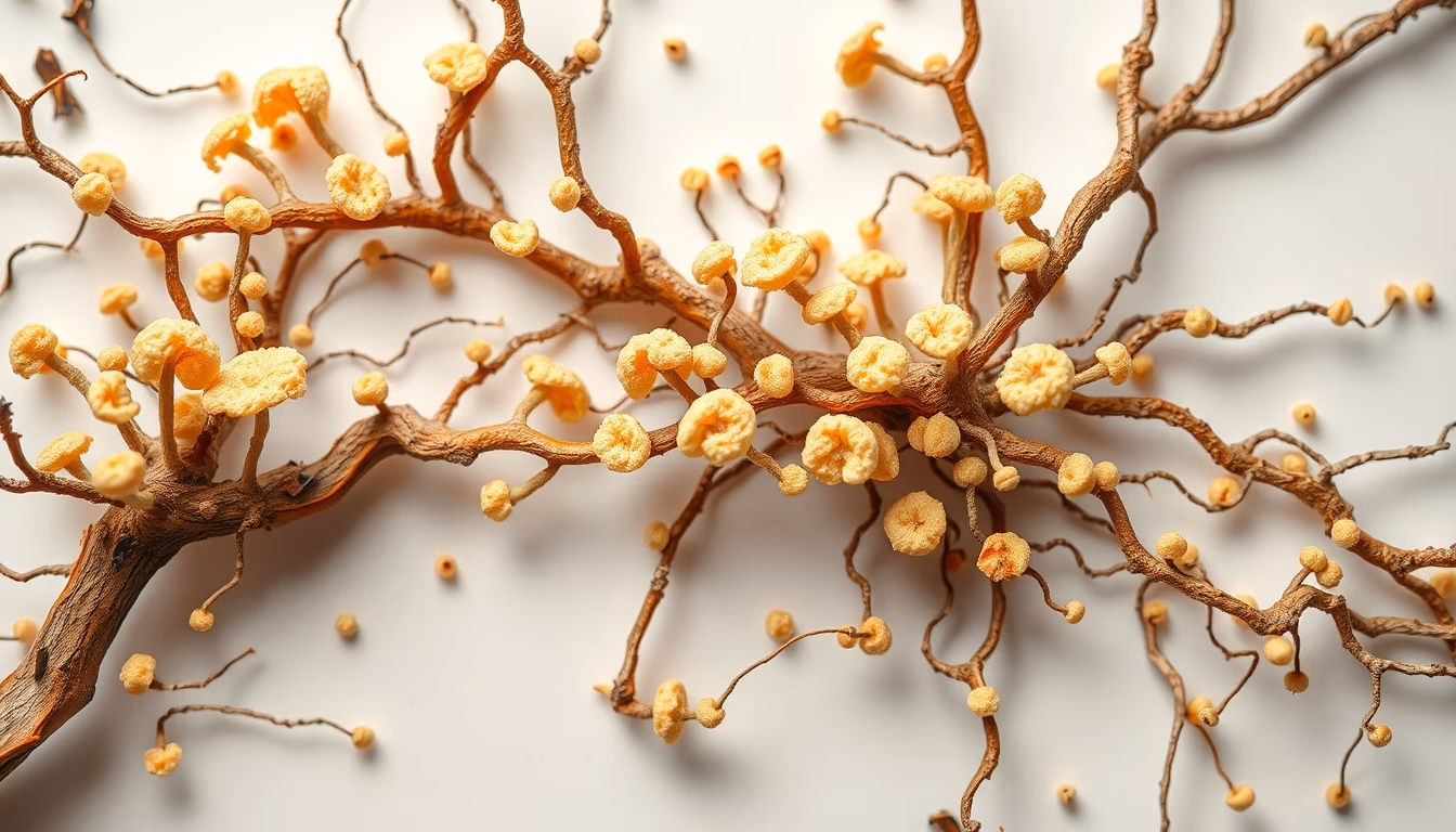 fungi mycelium network in editorial style