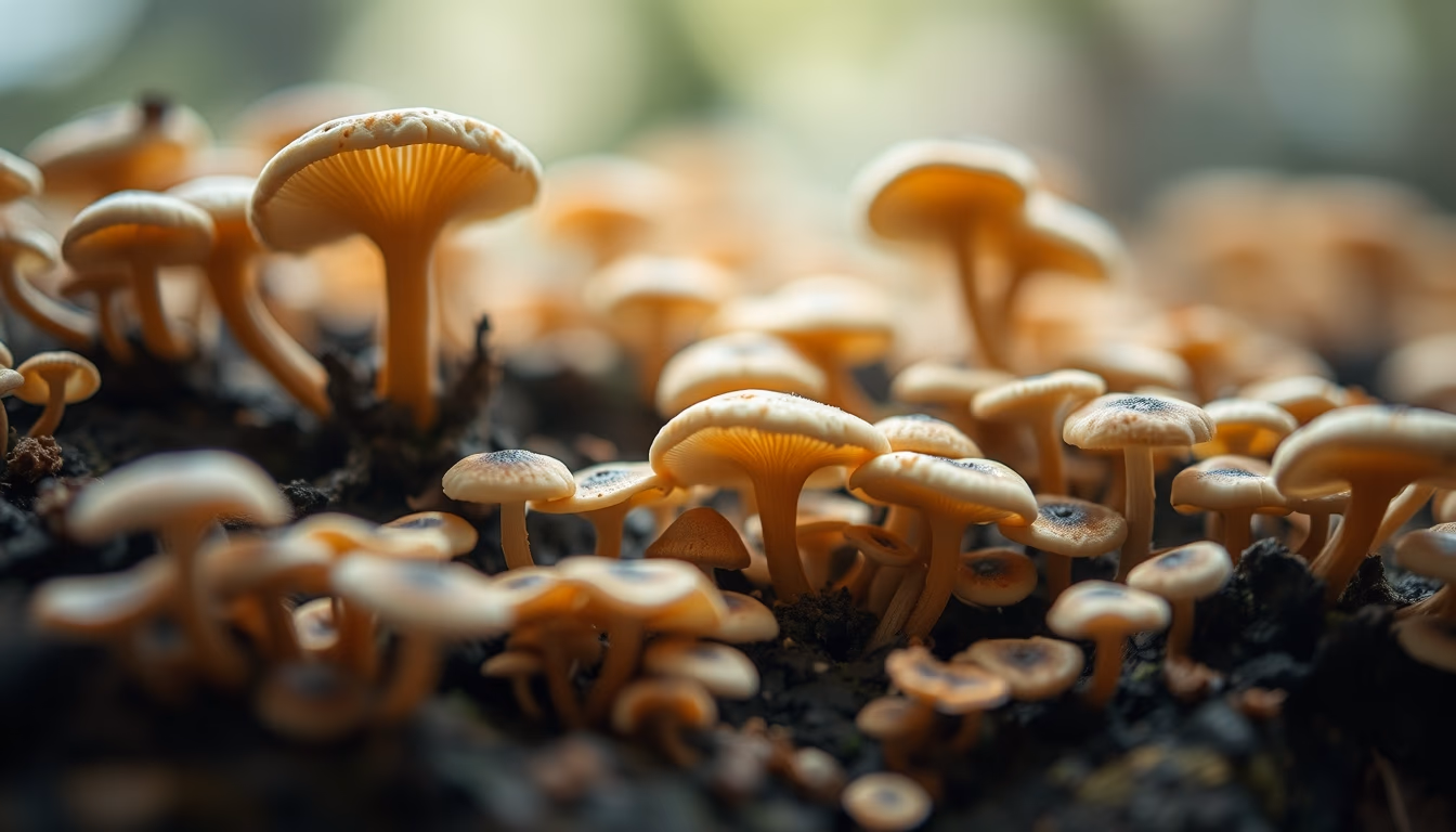 fungi mycelium network in editorial style