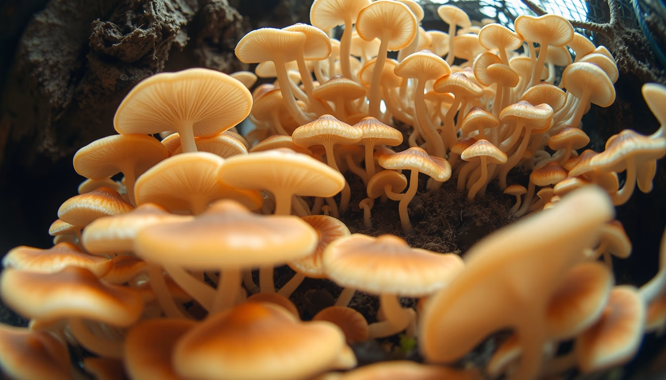 fungi mycelium network in editorial style